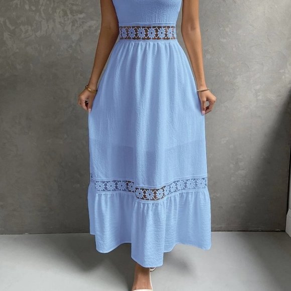 Blue shabby Chic Womens Lace insert Dress - Picture 4 of 5